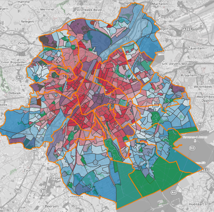 Carte multi-indicateur difficulté au tri (densité, logement collectif, logement loué)